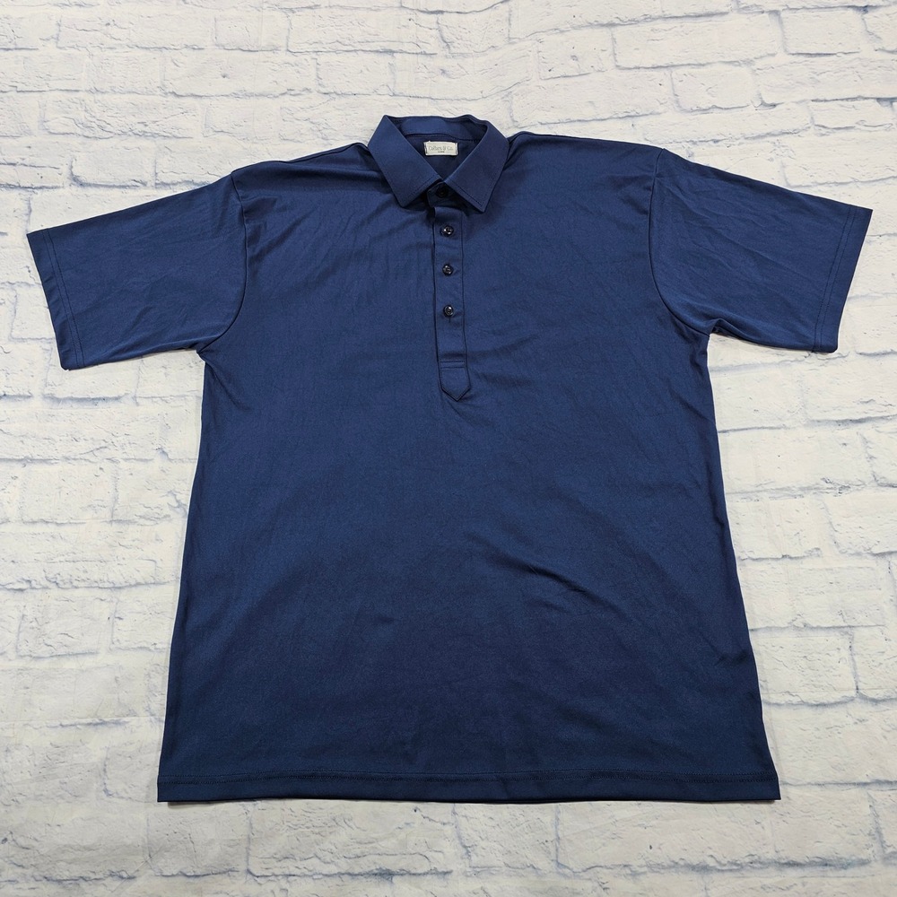 Collars & Co Dress Collar Polo MENS XL Navy Blue Short Sleeve Performance Shirt